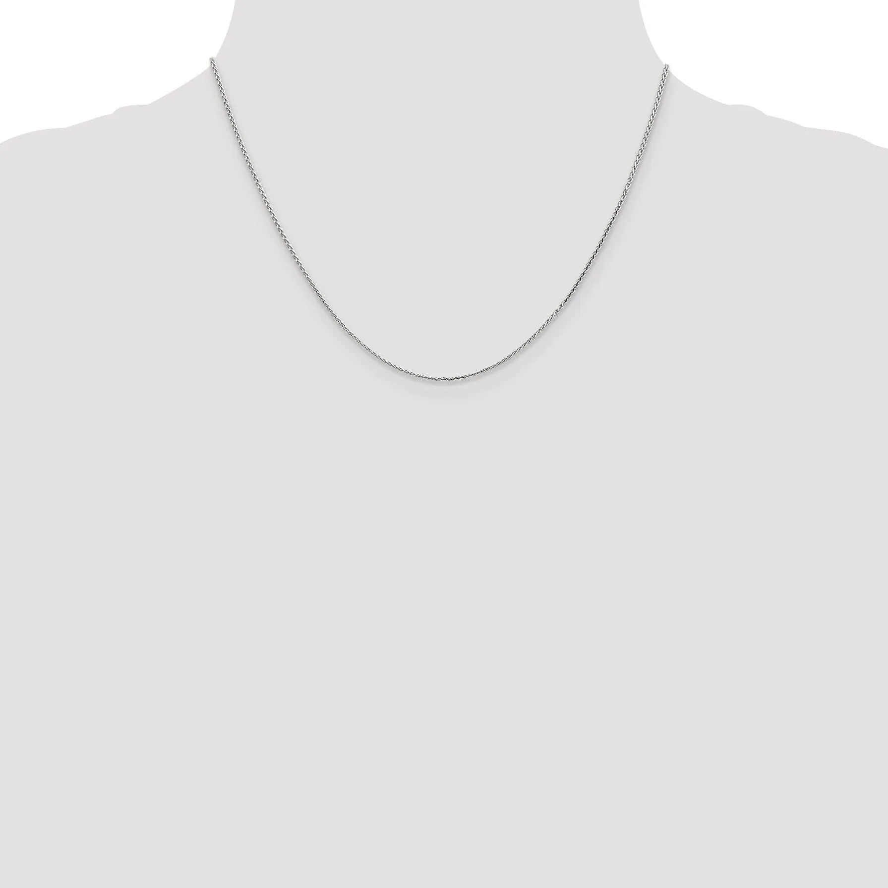 14k White Gold Round Diamond Cut Wheat Chain
