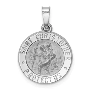 14k White Gold Saint Christopher Medal Pendant