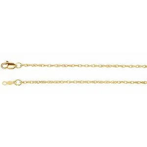 14K Yellow 1.5 mm Rope 7" Chain