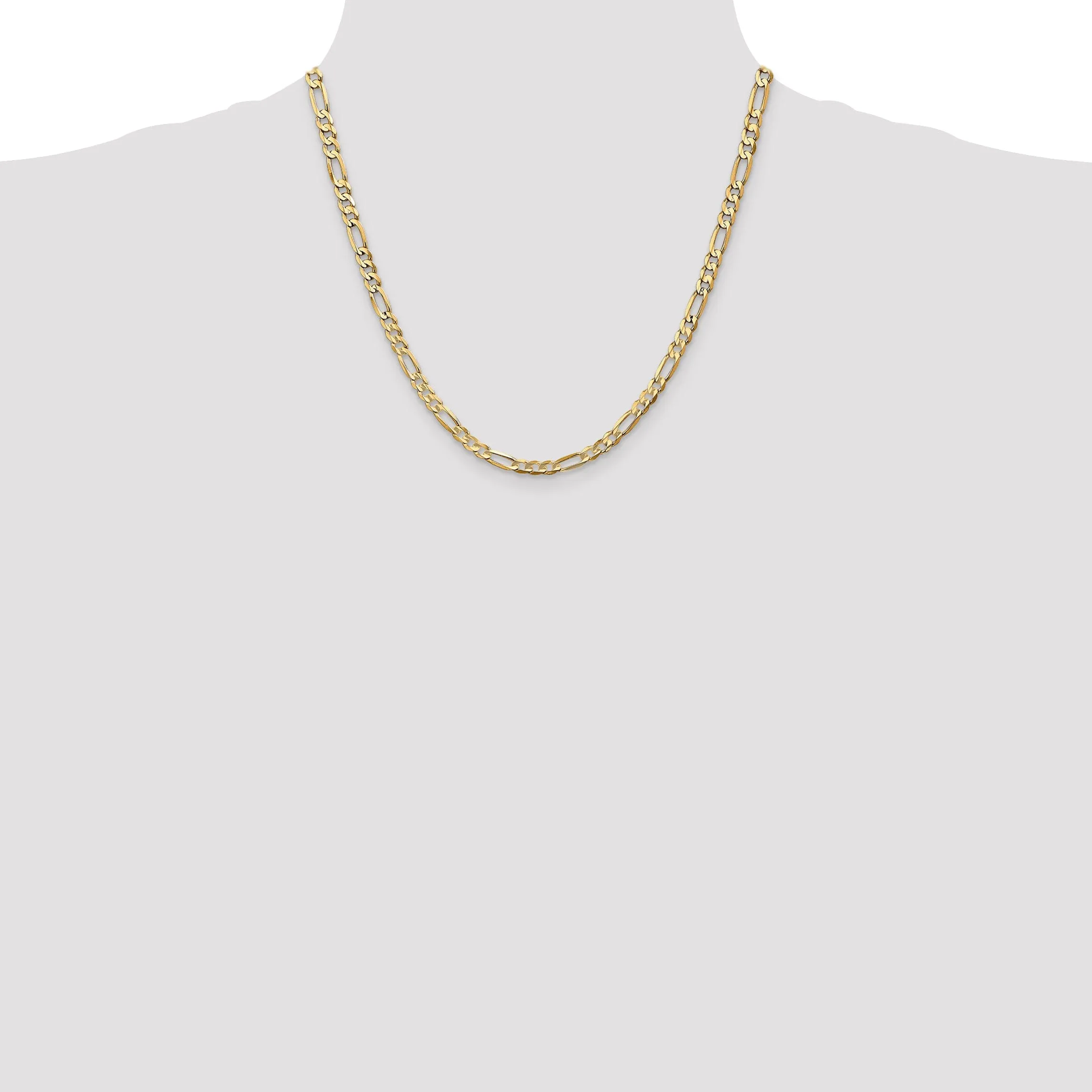 14k Yellow Gold 4.50m Concave Open Figaro Chain