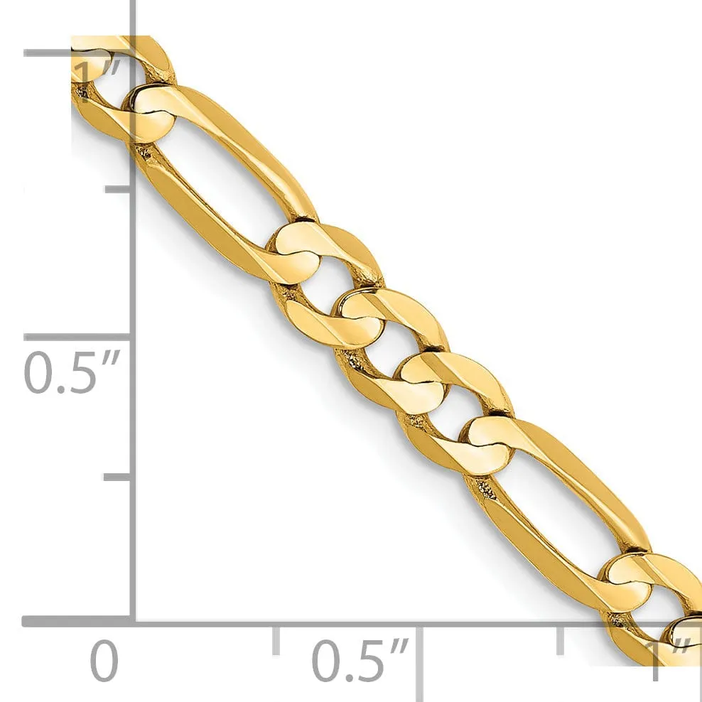 14k Yellow Gold 4.50m Concave Open Figaro Chain