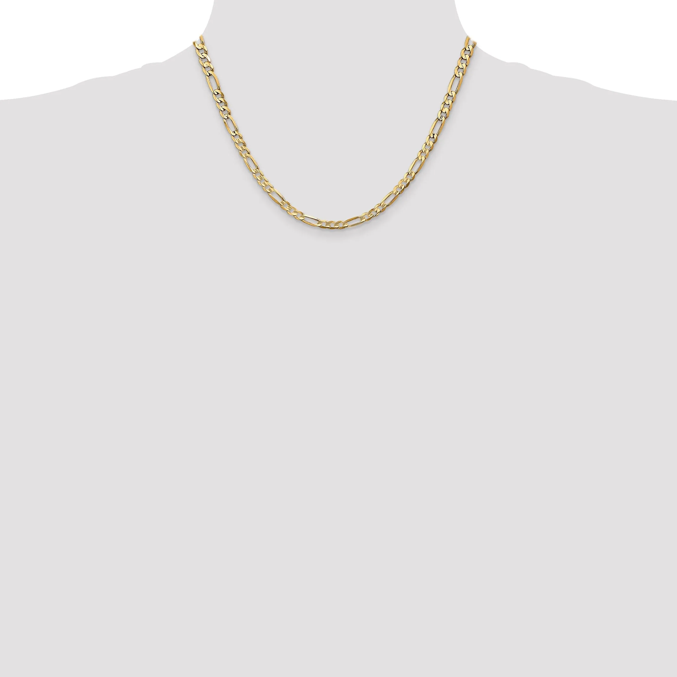 14k Yellow Gold 4.50m Concave Open Figaro Chain