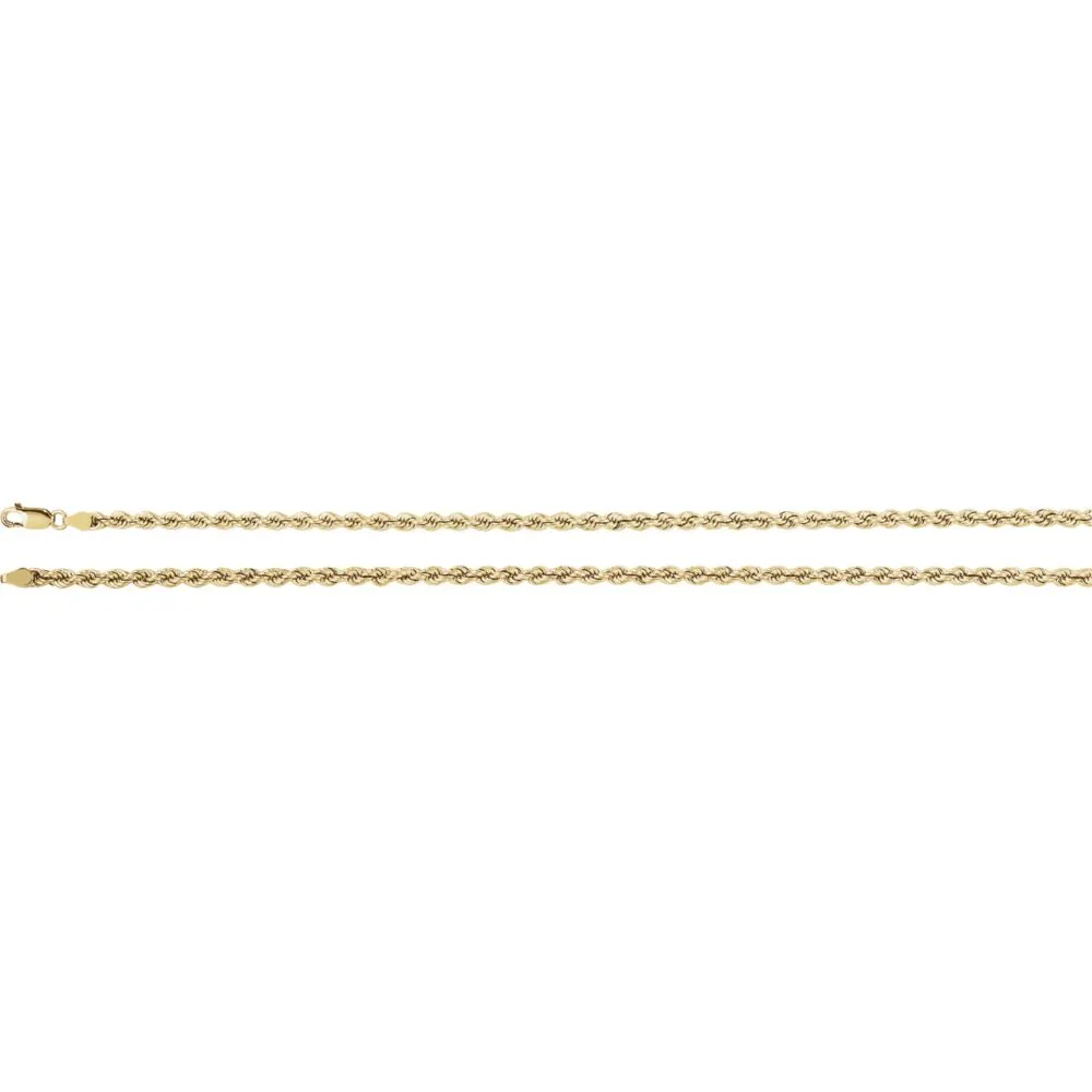 14k Yellow Gold 4mm Rope 7" Chain