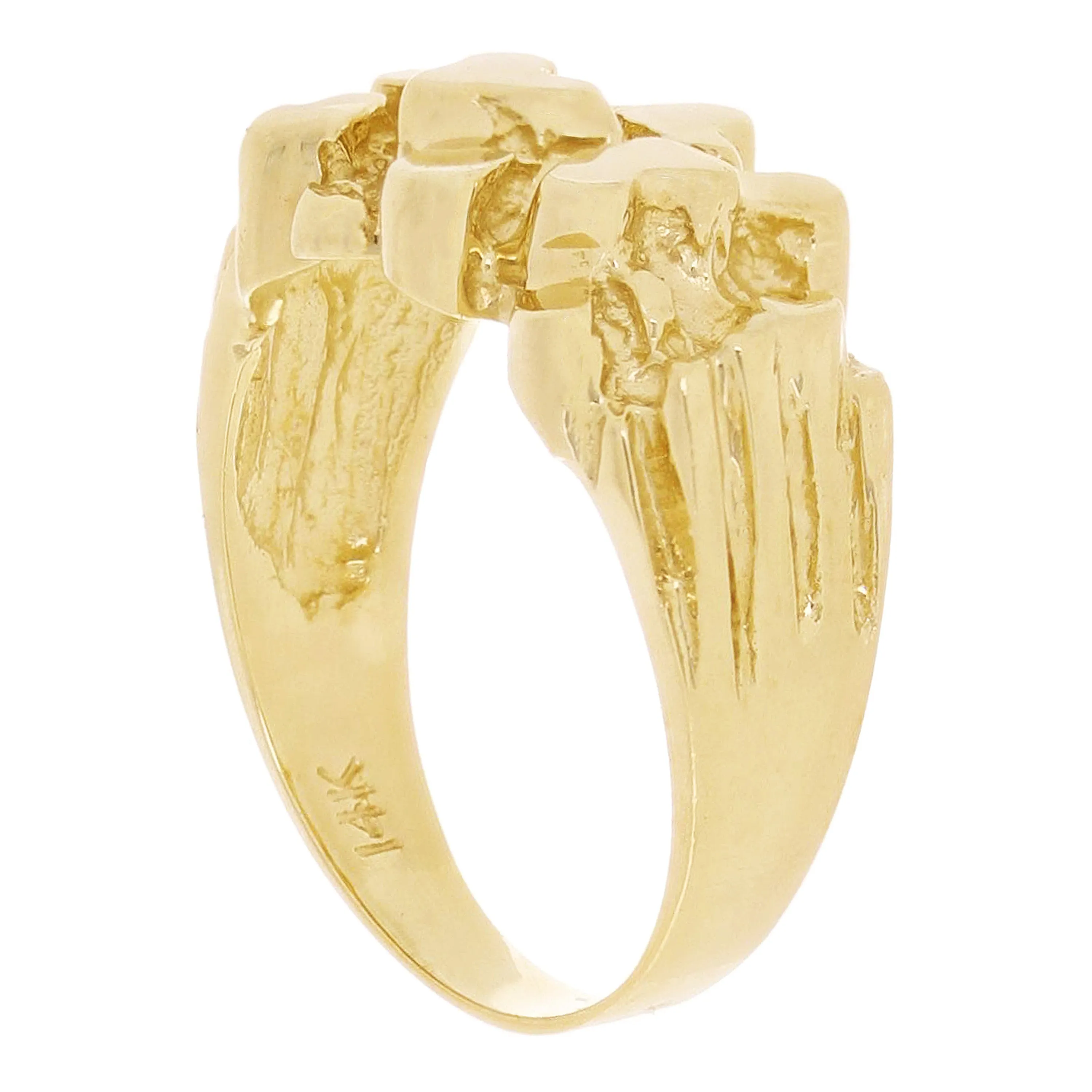 14k Yellow Gold Chunky Nugget Ring Band 11mm Sizes 6-12