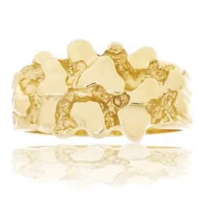 14k Yellow Gold Chunky Nugget Ring Band 11mm Sizes 6-12