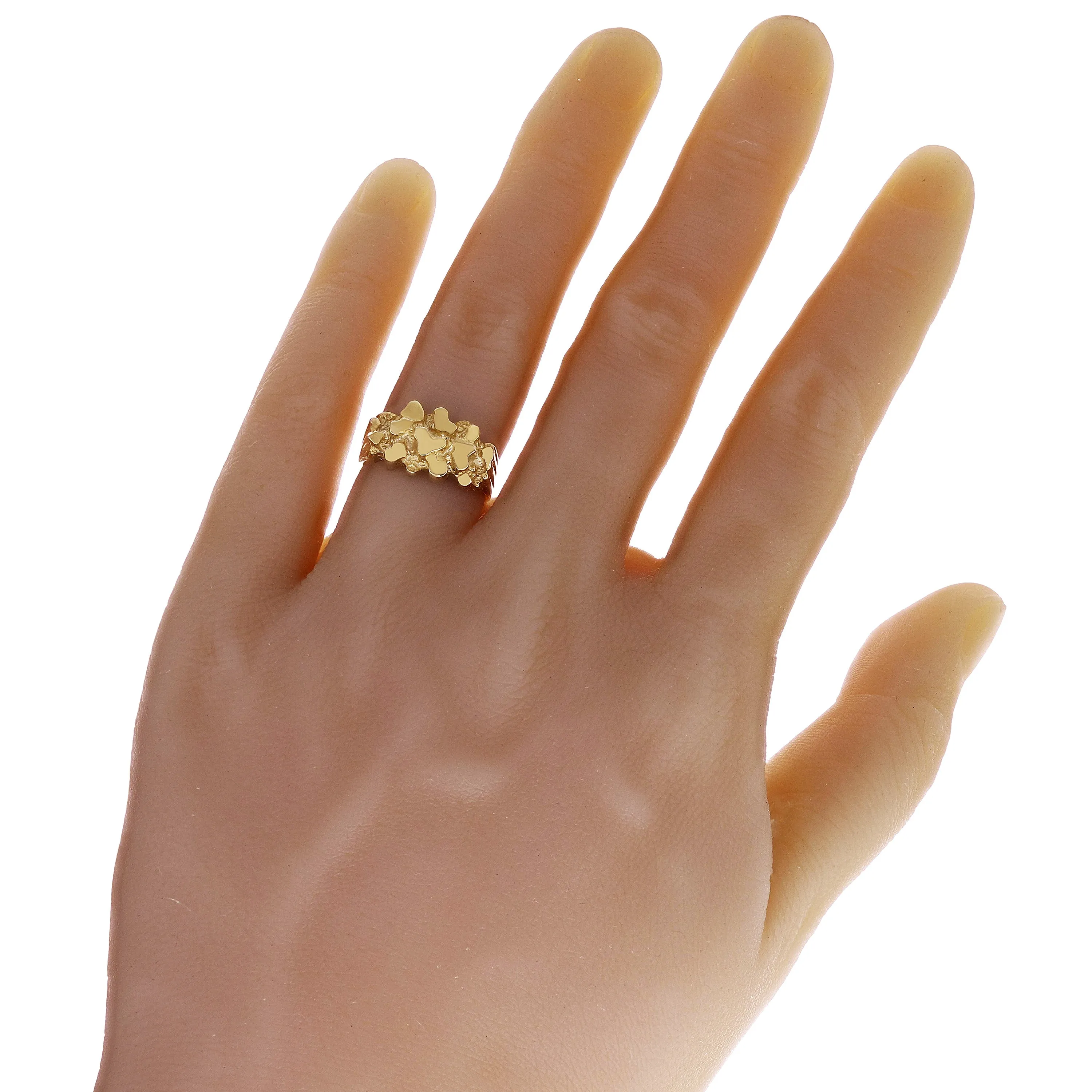 14k Yellow Gold Chunky Nugget Ring Band 11mm Sizes 6-12