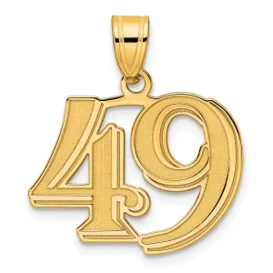 14k Yellow Gold Polished Etched Finish Number 49 Charm Pendant