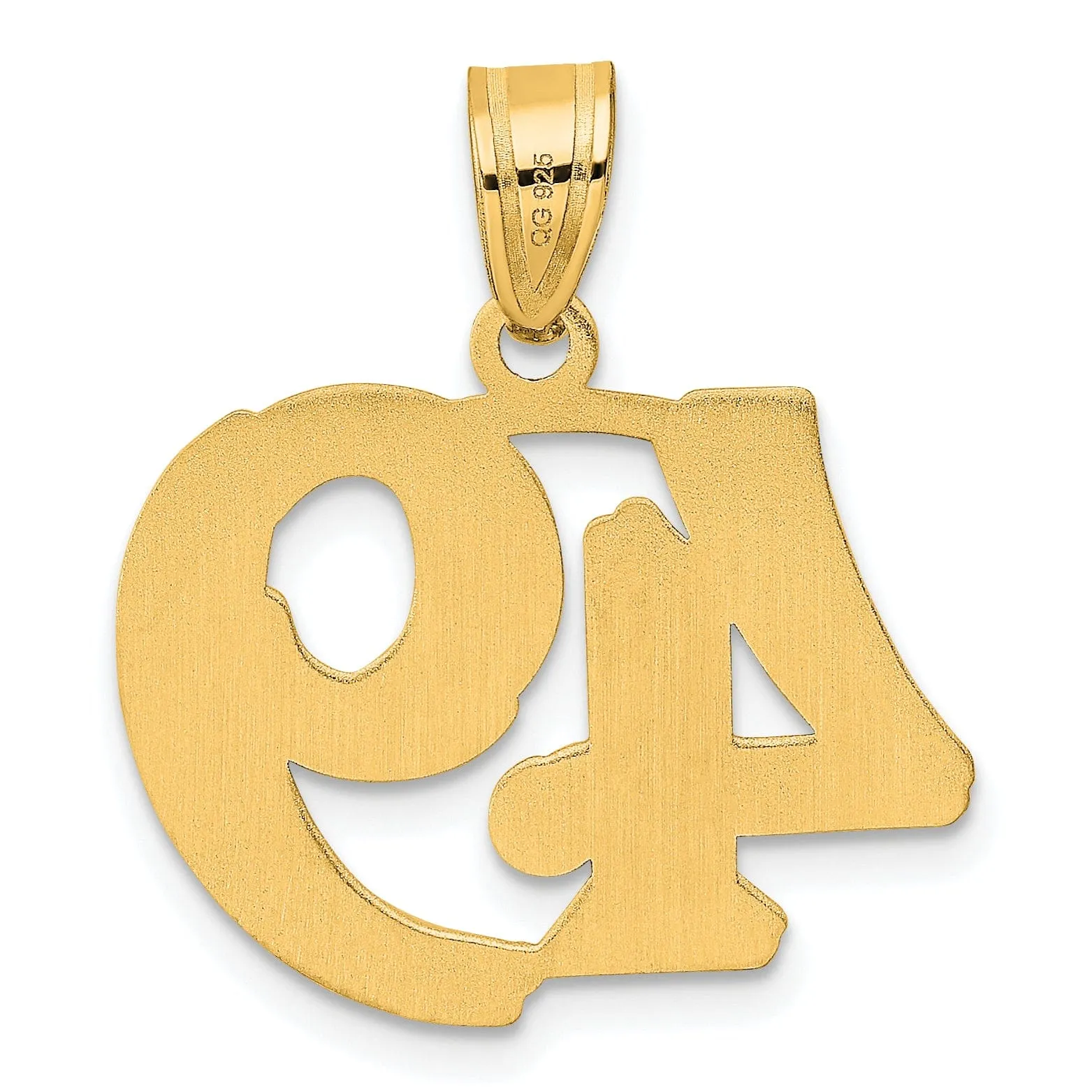 14k Yellow Gold Polished Etched Finish Number 49 Charm Pendant