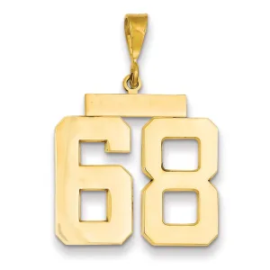 14k Yellow Gold Polished Finish Large Size Number 68 Charm Pendant