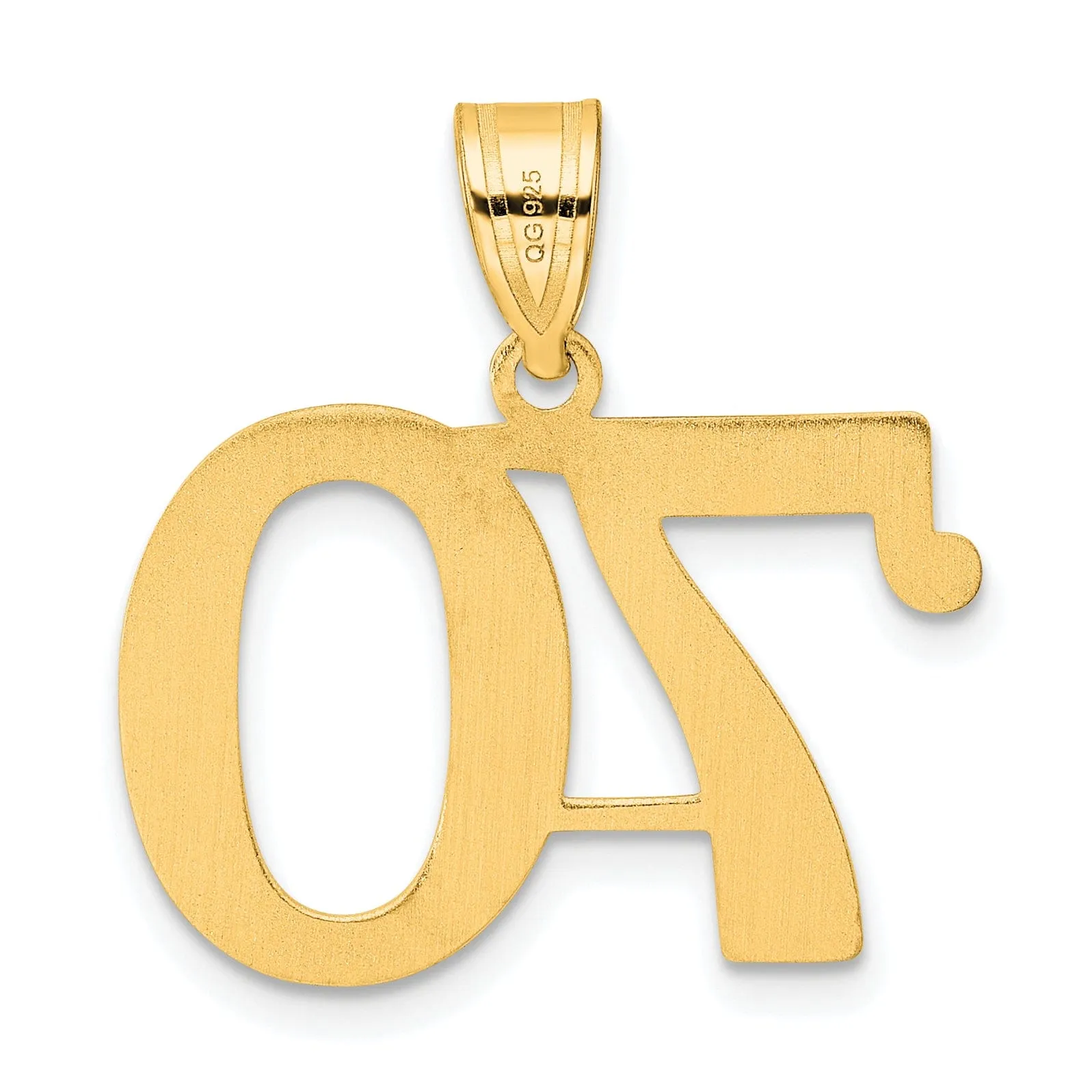 14k Yellow Gold Polished Finish Number 70 Charm Pendant