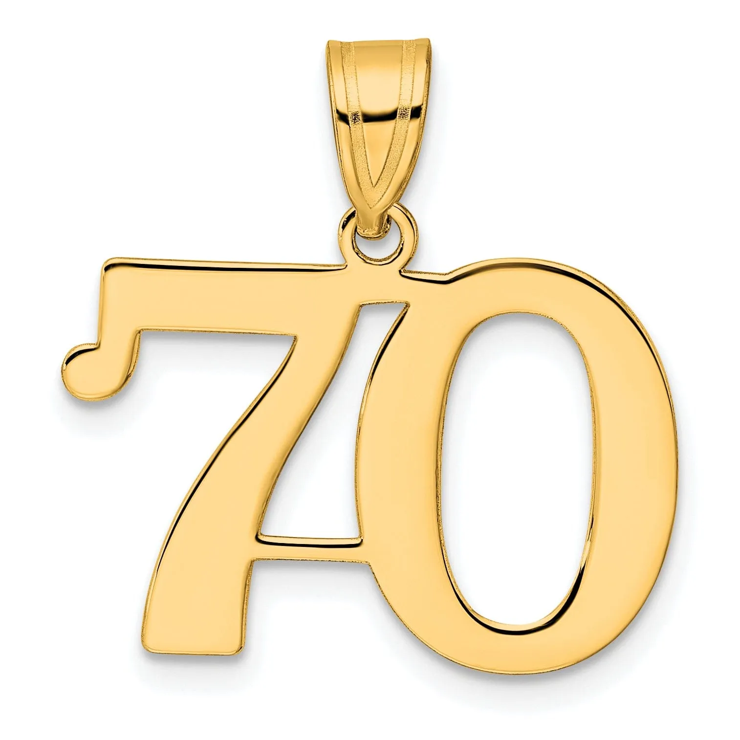 14k Yellow Gold Polished Finish Number 70 Charm Pendant