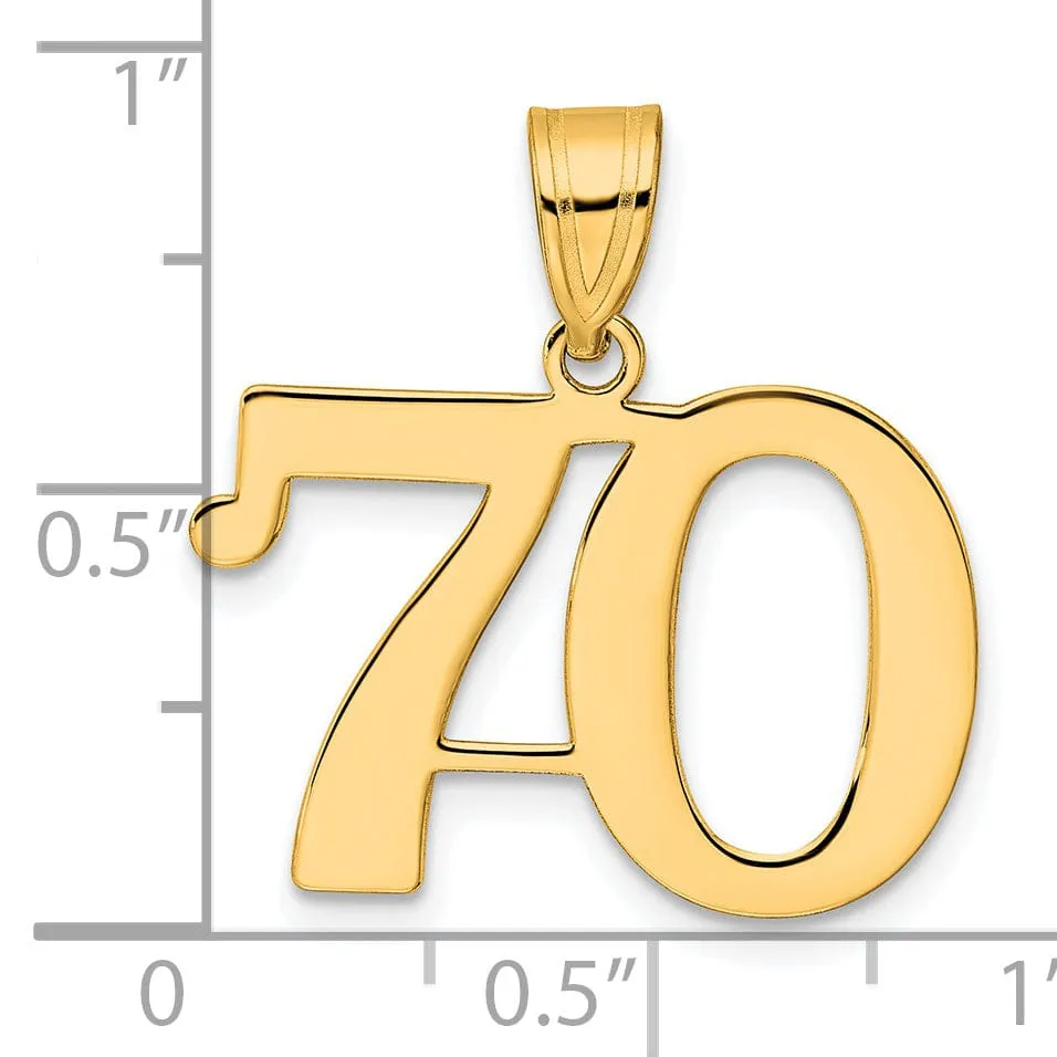 14k Yellow Gold Polished Finish Number 70 Charm Pendant