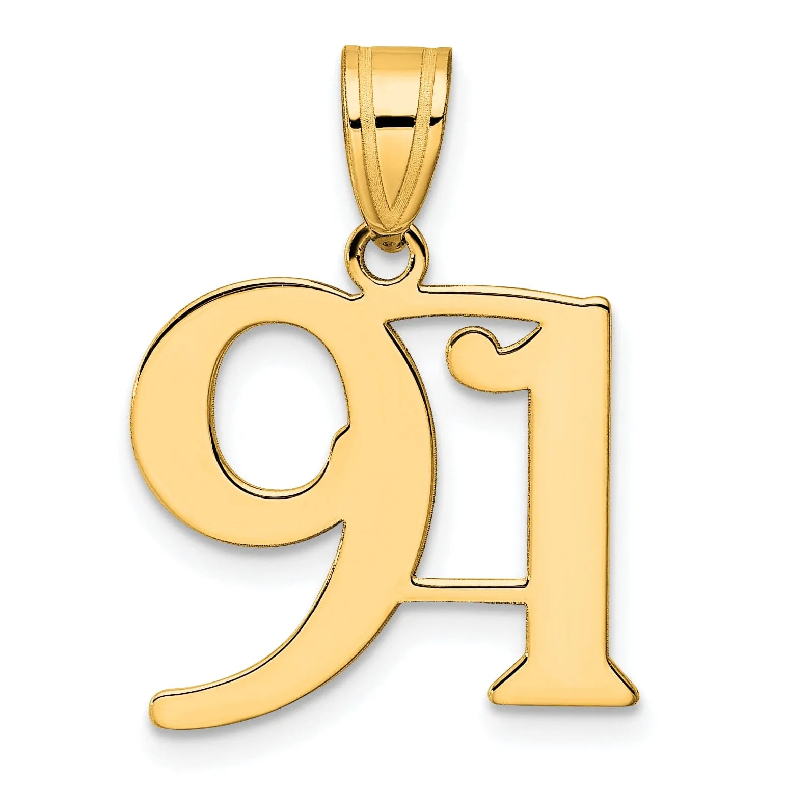 14k Yellow Gold Polished Finish Number 91 Charm Pendant