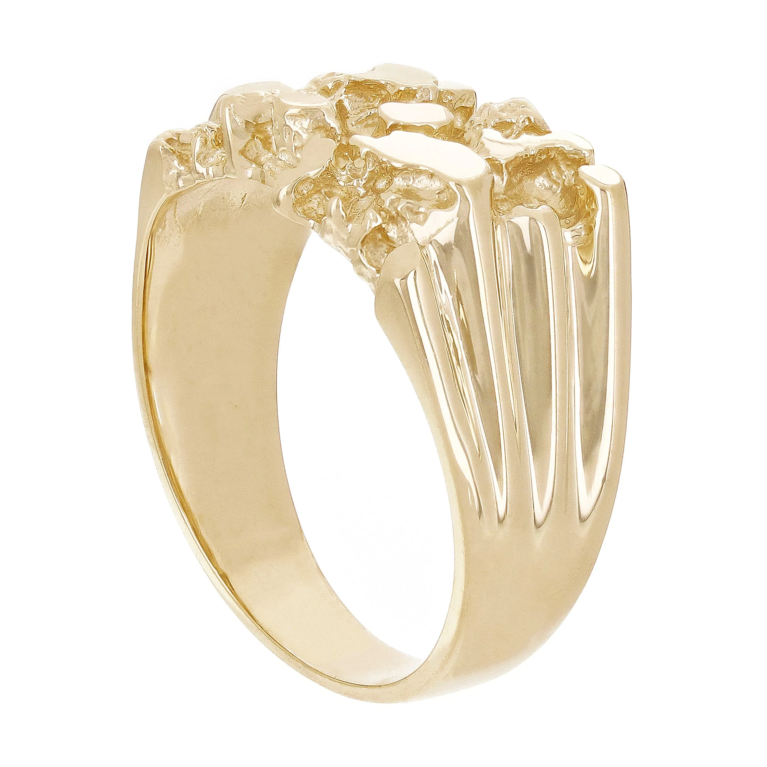 14k Yellow Gold Solid Chunky Nugget Ring 13mm Various Sizes