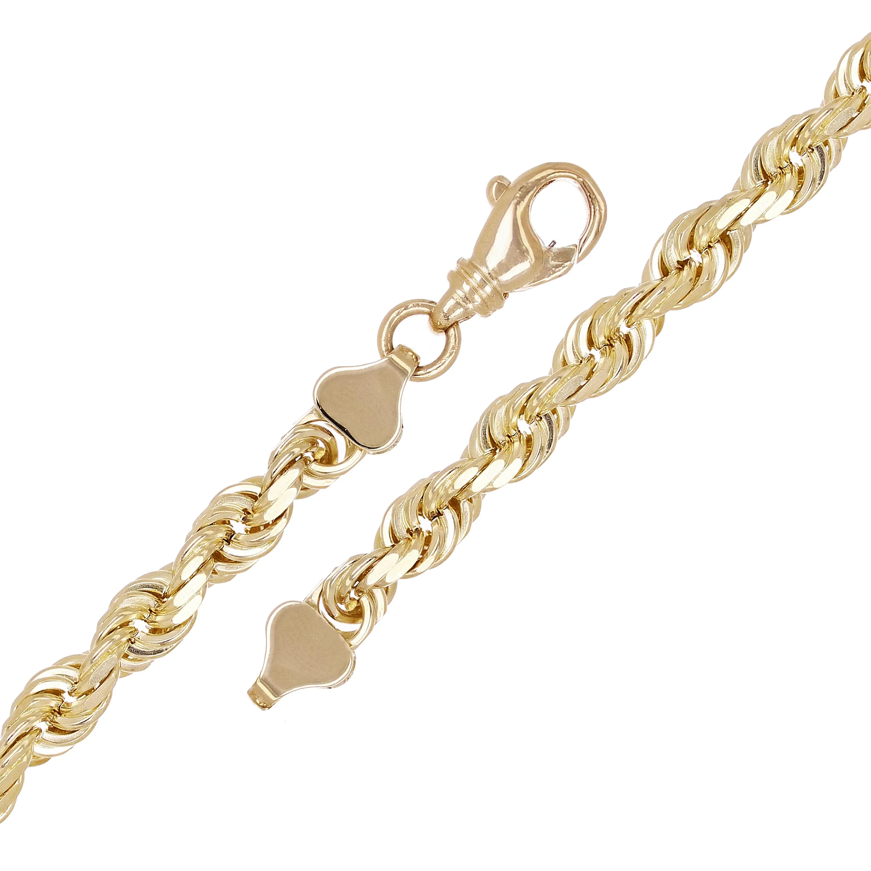 14k Yellow Gold Solid Diamond Cut Rope Chain Bracelet 8.5" 6.7mm 30 grams