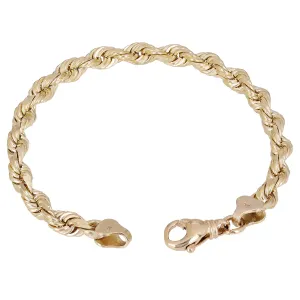 14k Yellow Gold Solid Diamond Cut Rope Chain Bracelet 8.5" 6.7mm 30 grams