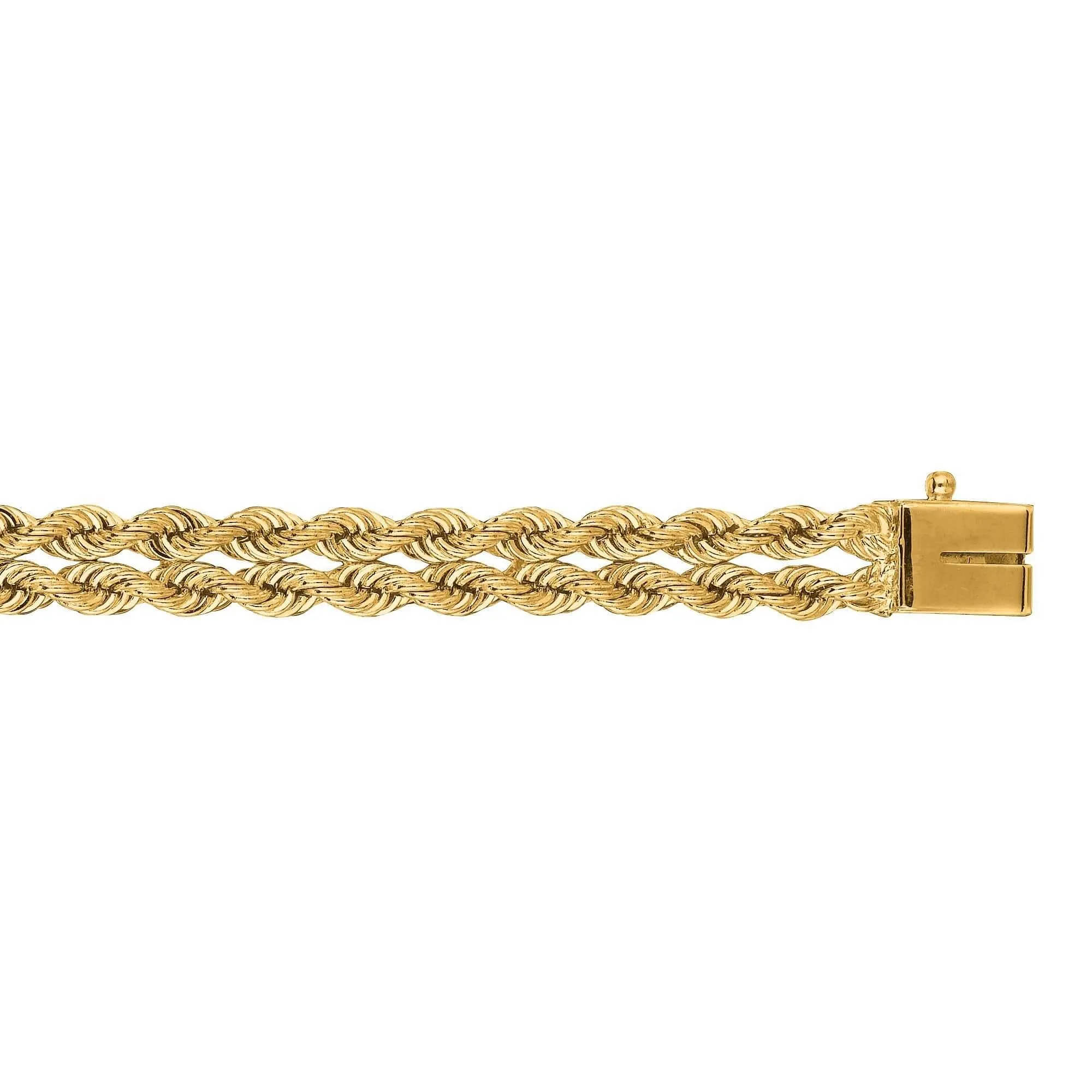 14kt 7 inches Yellow Gold 6.0mm Diamond Cut Multi Line Rope Chain with Box Catch Clasp