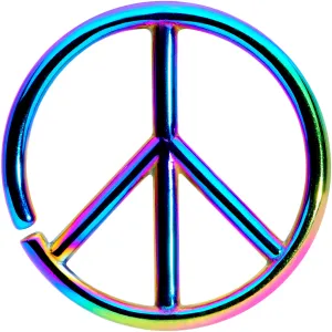 16 Gauge 1/4 Rainbow Retro Peace Sign Closure Ring