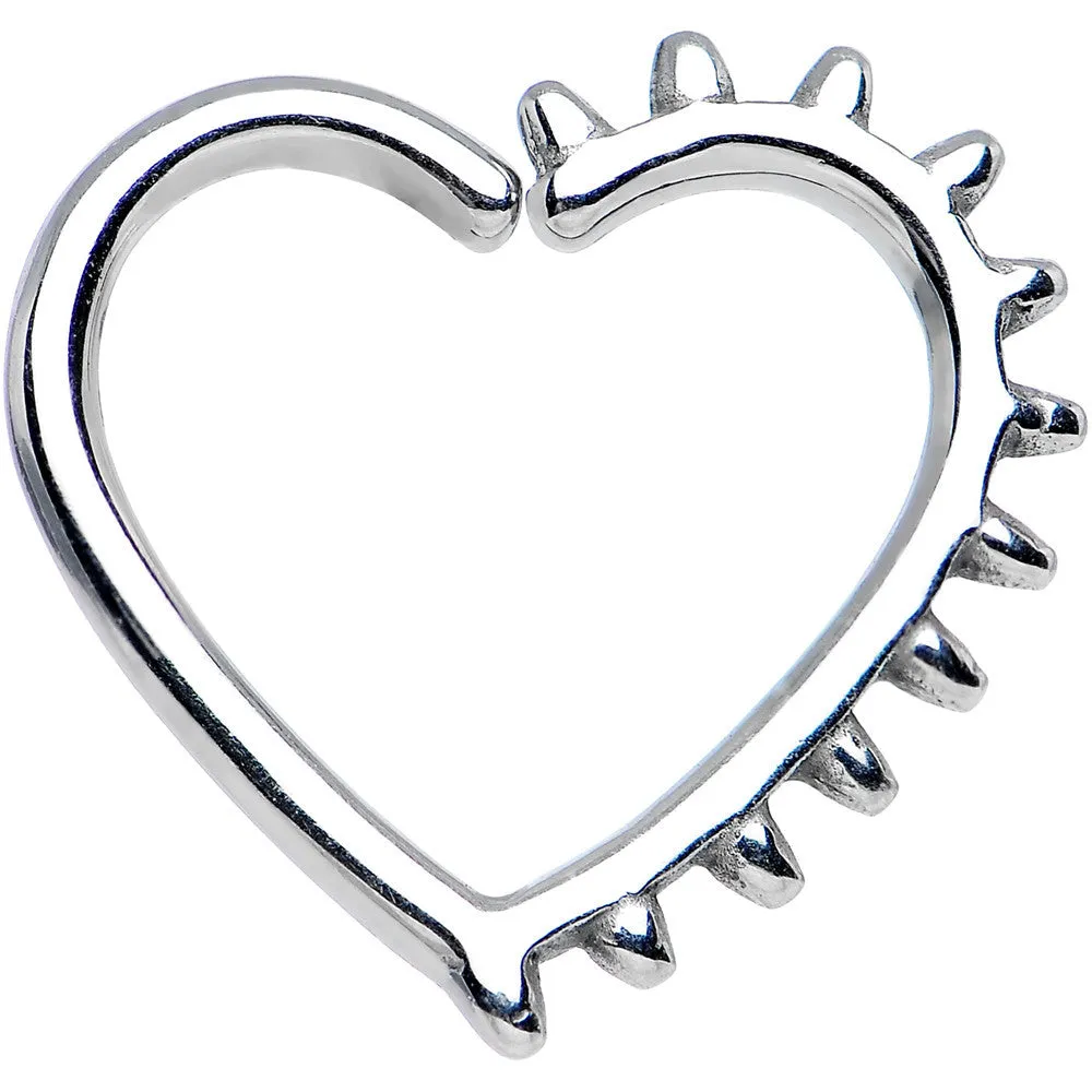 16 Gauge 3/8 Spiked Heart Closure Daith Cartilage Tragus Earring