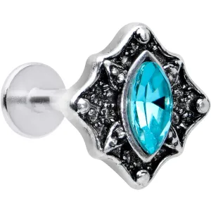 16 Gauge 5/16 Blue Gem Retro Rhombus Labret Monroe Tragus