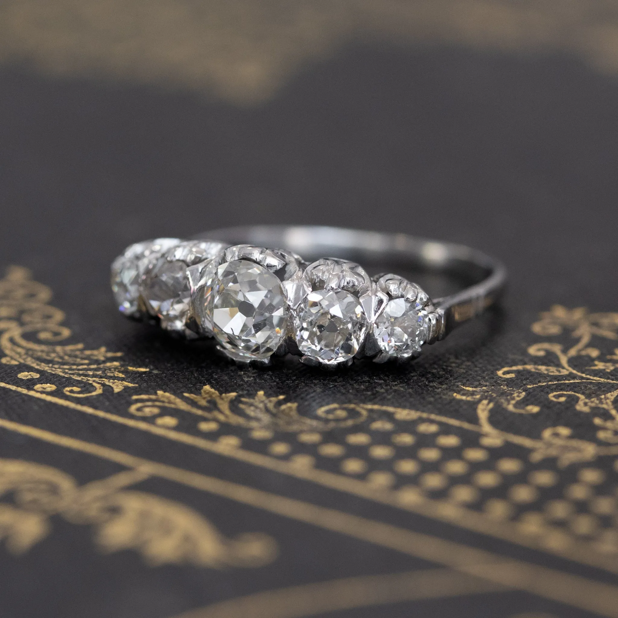 1.69ctw 5-Stone Old Mine Cut Band