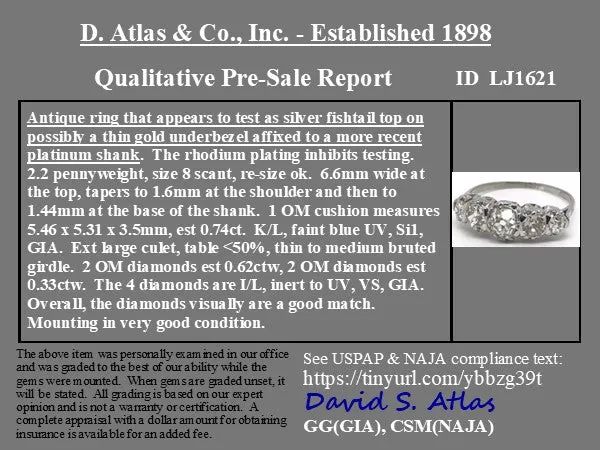 1.69ctw 5-Stone Old Mine Cut Band