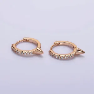16K Gold Filled Micro Paved CZ Spiked 16mm Huggie Earrings | AE815