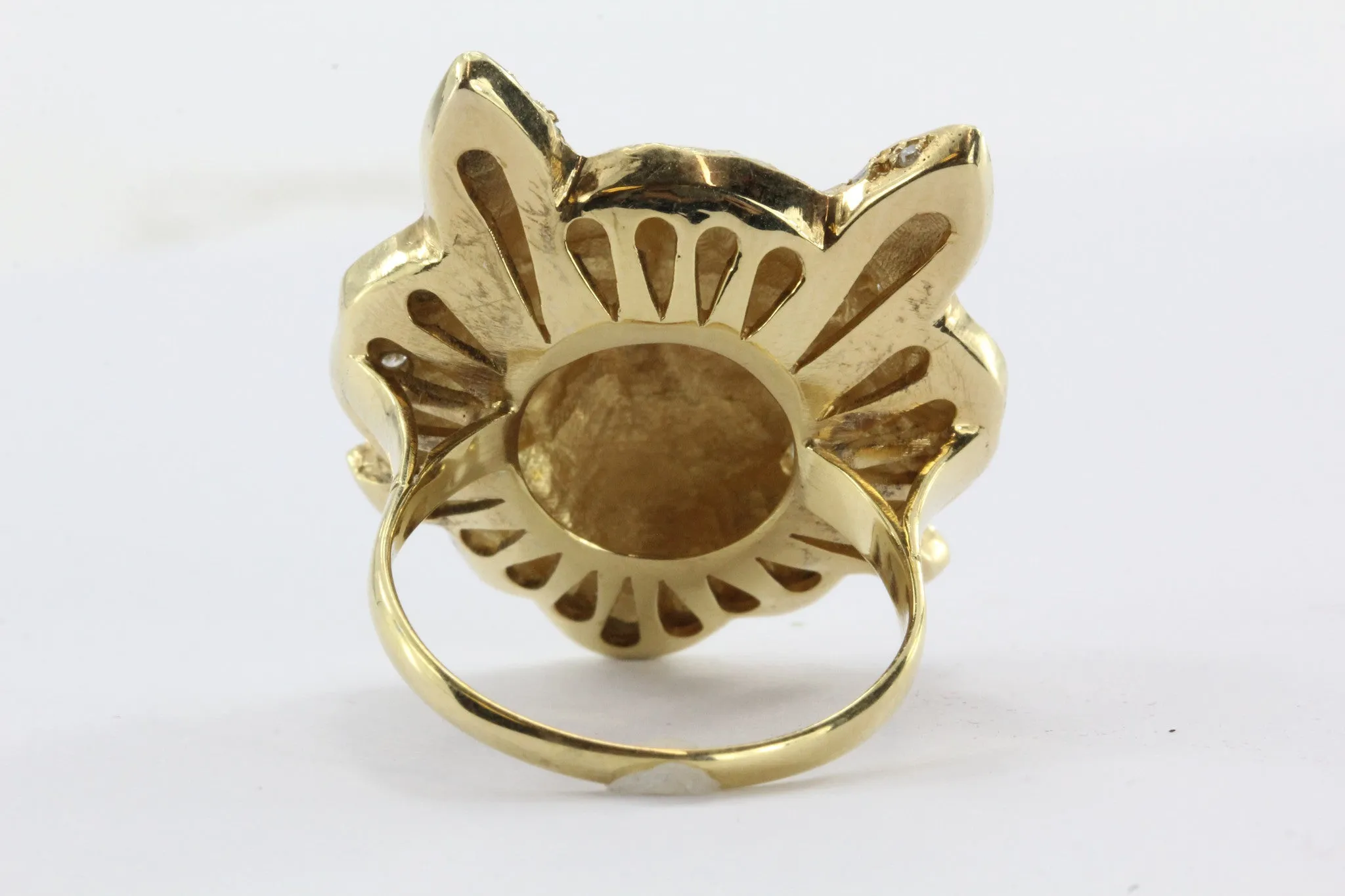 18K Gold & Diamond Large Chunky Cat Face Ring