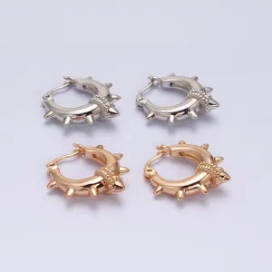 18K Gold Filled 20mm Spiked Braided French Lock Latch Hoop Earrings in Silver & Gold | AE812 AE813