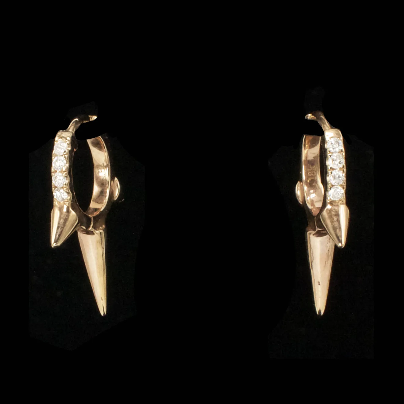 18K Rose Gold and Diamond Spiked Hoop Earrings
