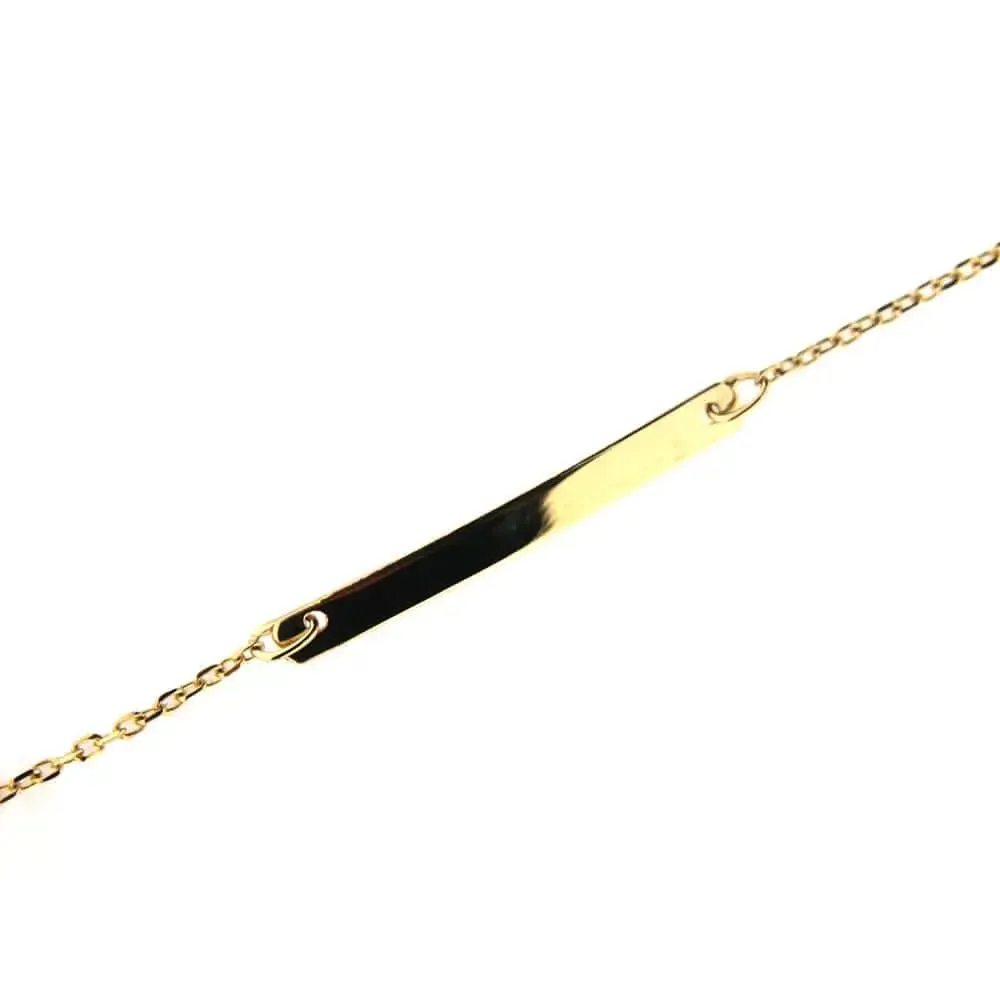 18k Solid Yellow Gold Thin Plate Id Bracelet 7 inches