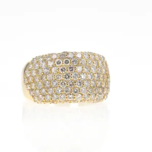 18K Yellow Gold 3 Carat Diamond Chunky Pave Ring
