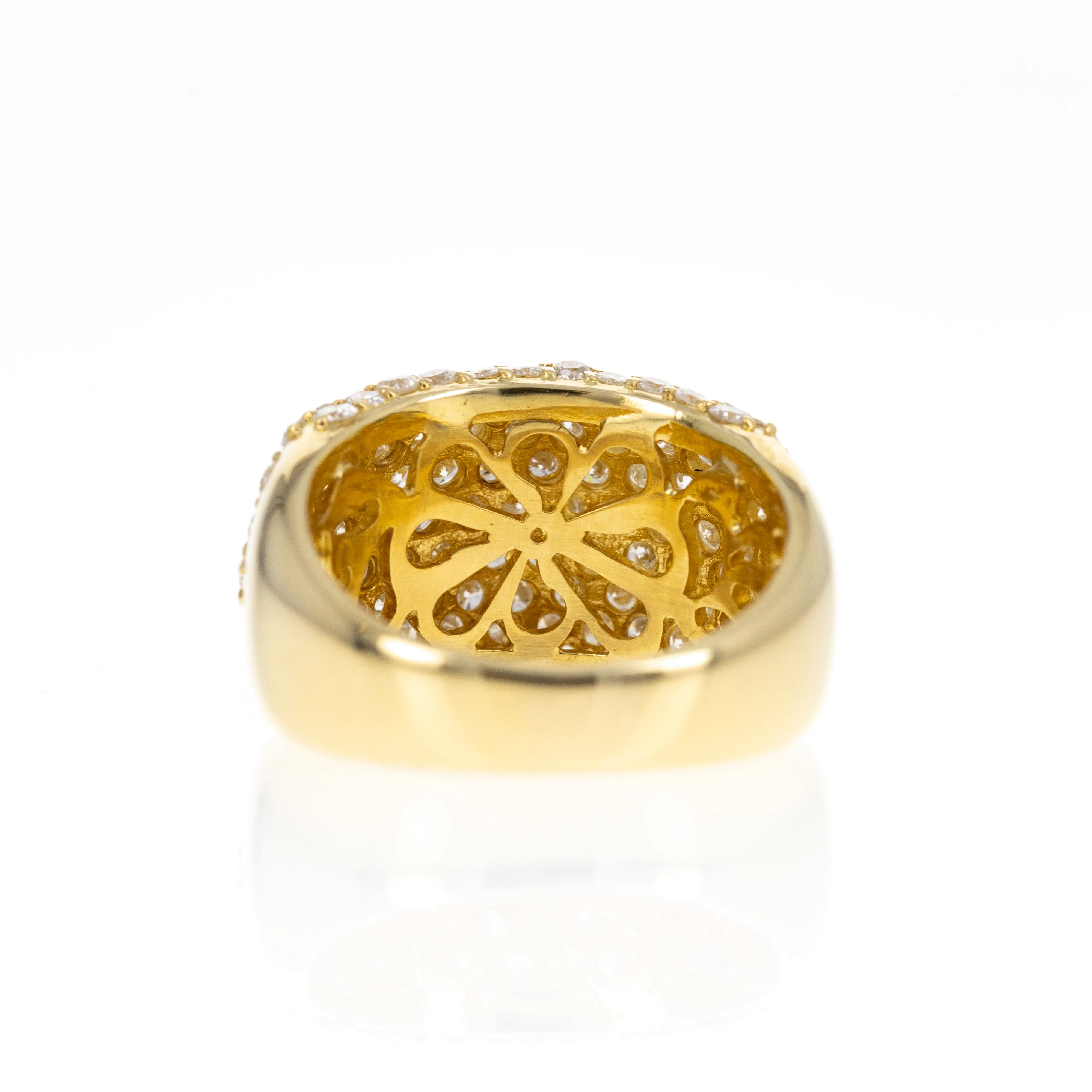 18K Yellow Gold 3 Carat Diamond Chunky Pave Ring