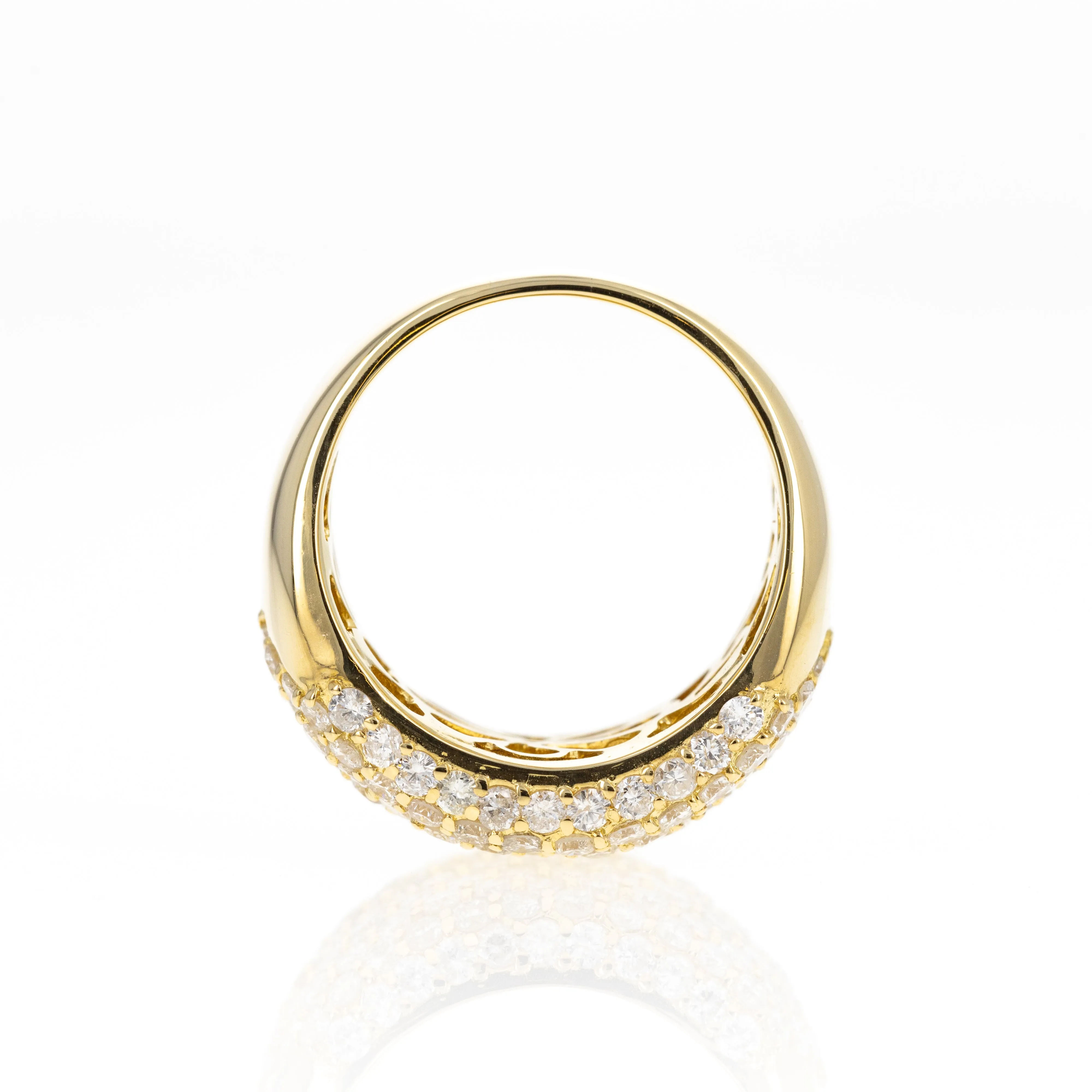 18K Yellow Gold 3 Carat Diamond Chunky Pave Ring