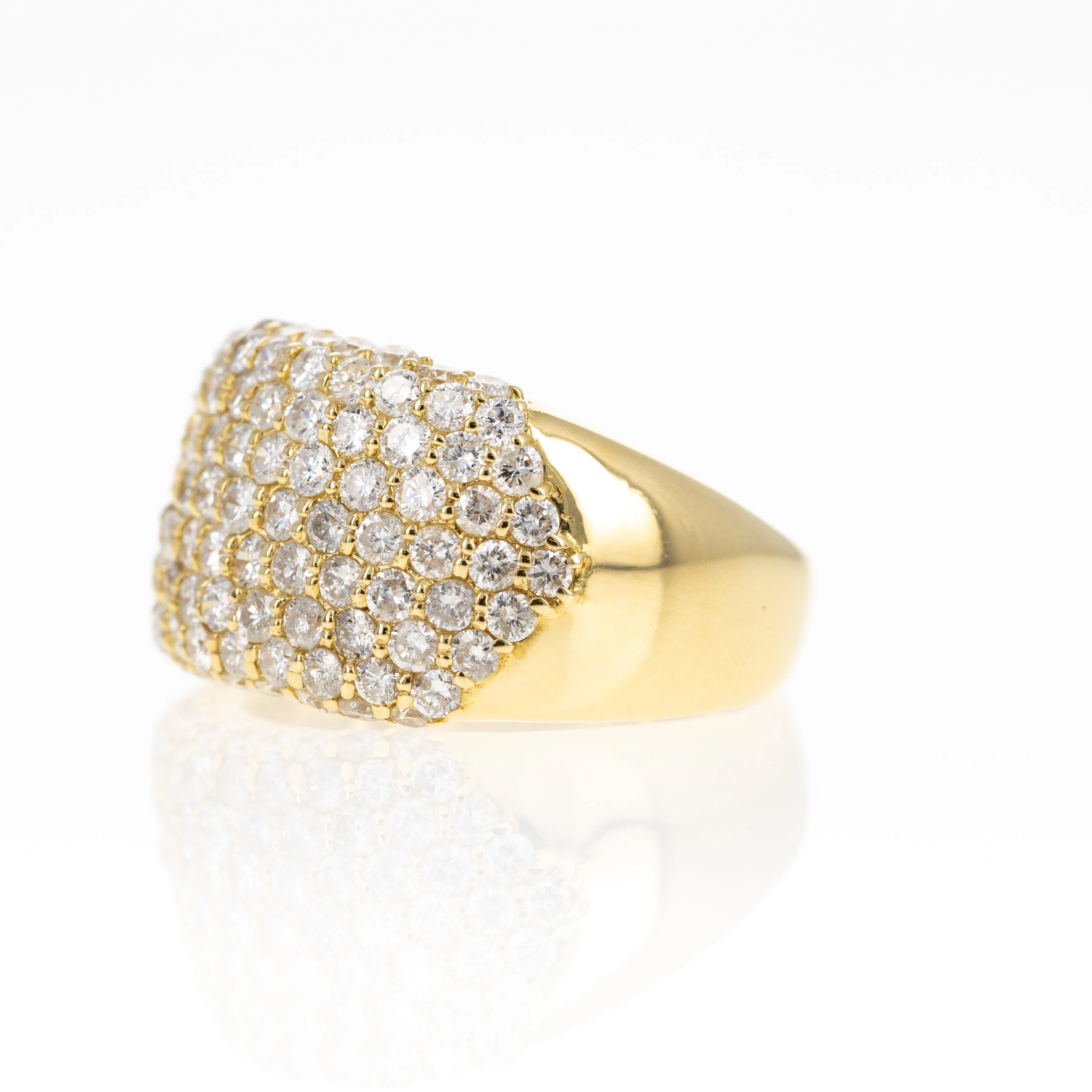 18K Yellow Gold 3 Carat Diamond Chunky Pave Ring