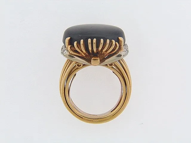 18K-YG RG BLACK STAR SAPPHIRE AND DIAMOND RING