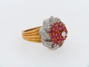 18K-YG RUBY AND DIAMOND RING