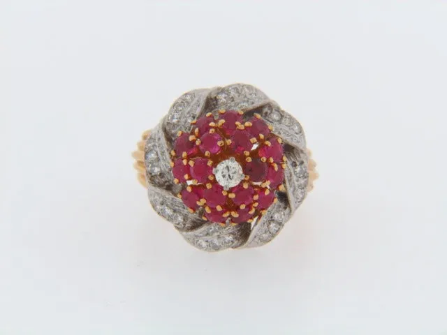 18K-YG RUBY AND DIAMOND RING