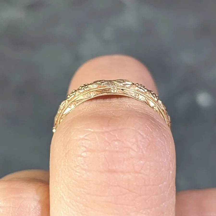 1940's 14 Karat Yellow Gold Orange Blossom Vintage Wedding Band Ring