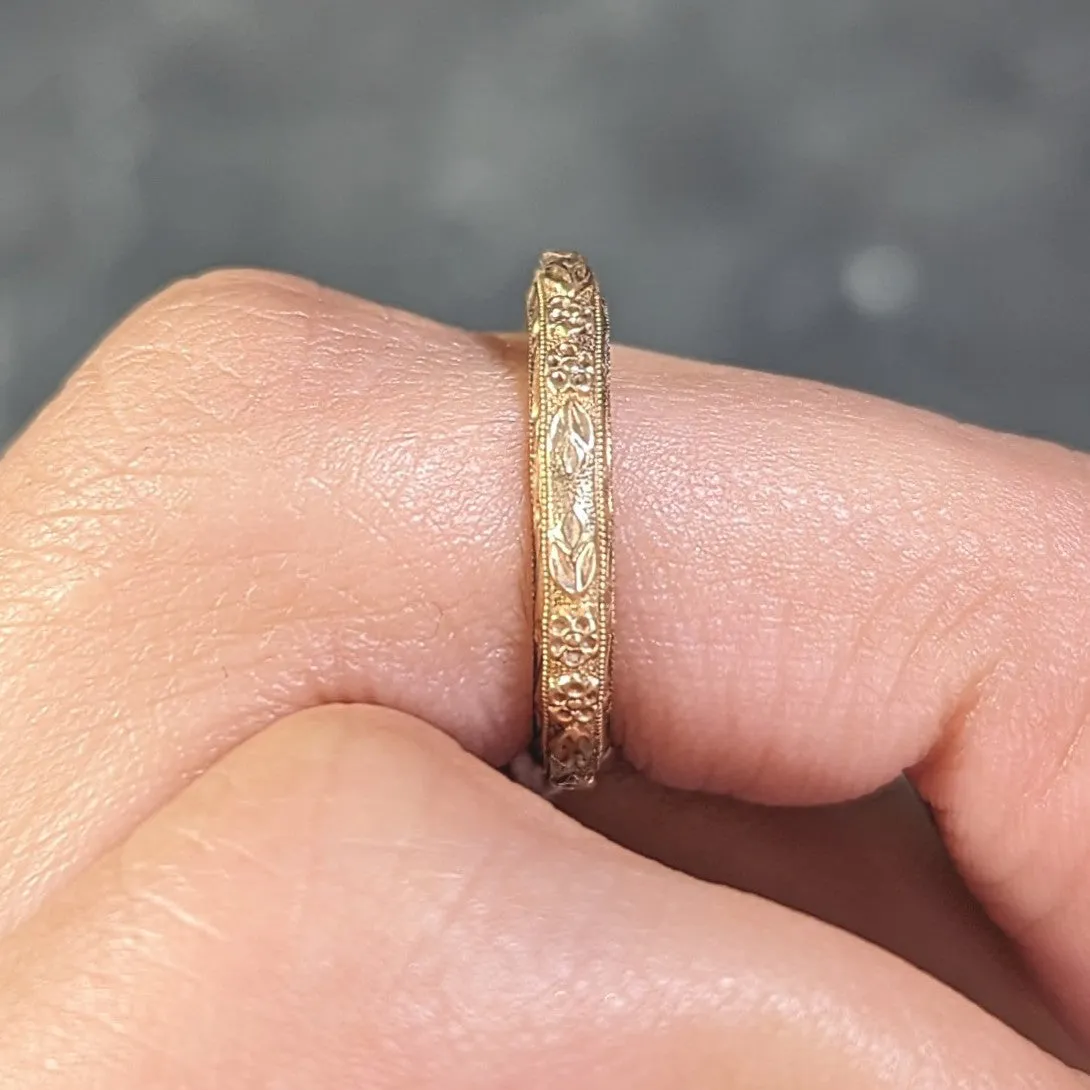 1940's 14 Karat Yellow Gold Orange Blossom Vintage Wedding Band Ring