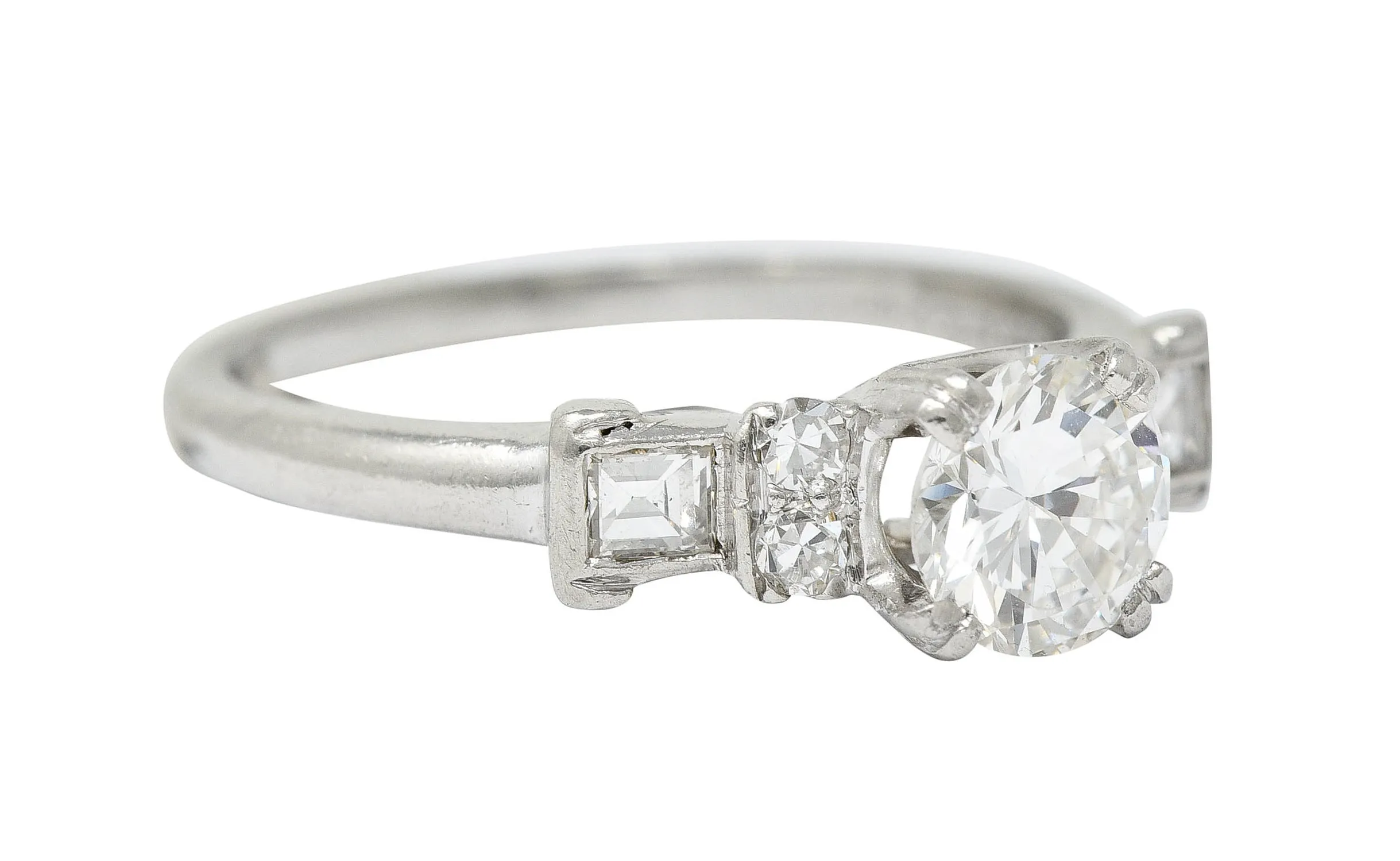 1940's C.D. Peacock 0.95 CTW Diamond Platinum Engagement Ring GIA