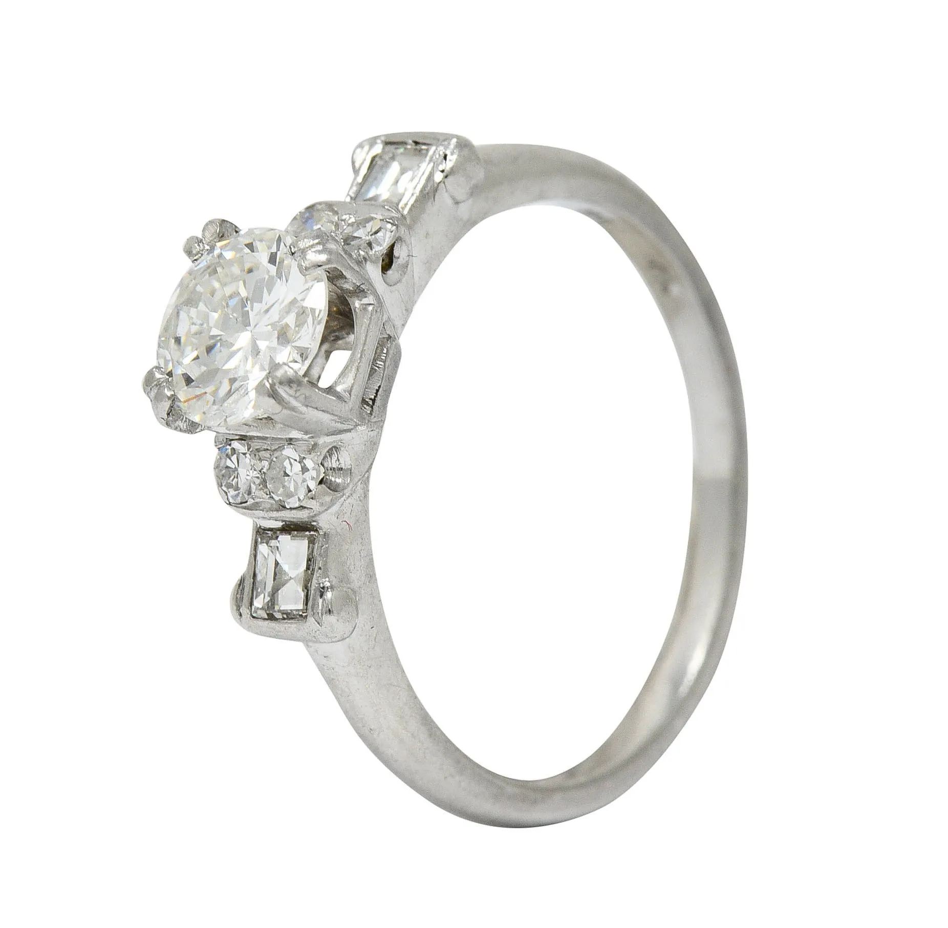 1940's C.D. Peacock 0.95 CTW Diamond Platinum Engagement Ring GIA