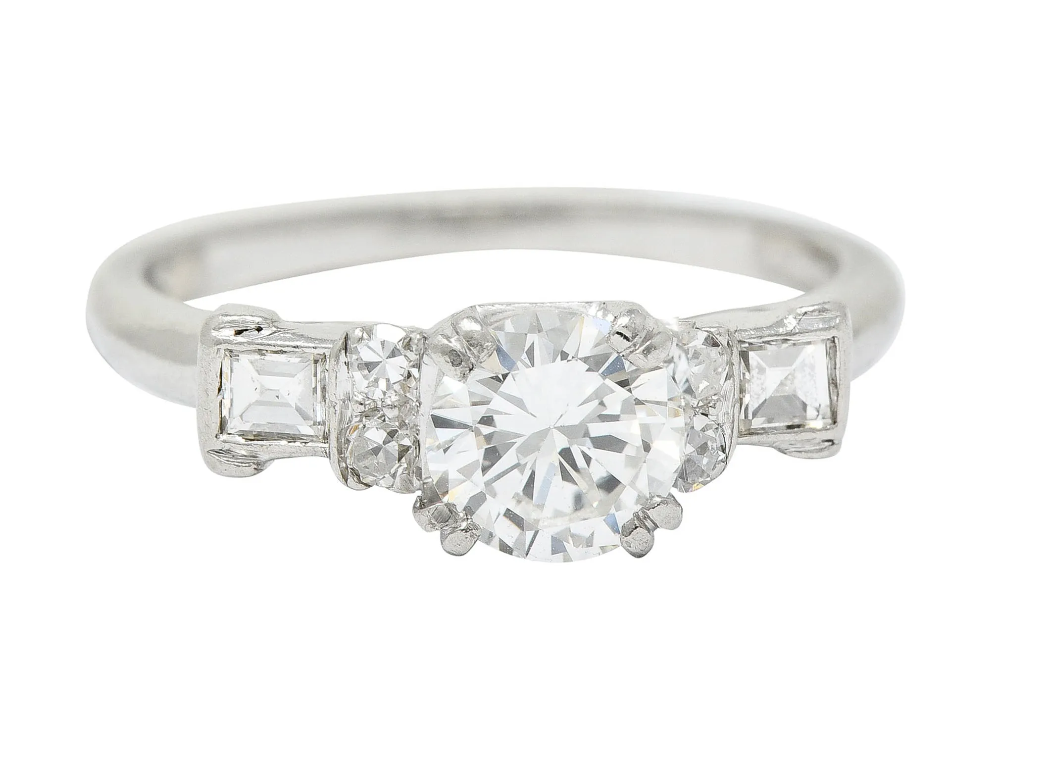 1940's C.D. Peacock 0.95 CTW Diamond Platinum Engagement Ring GIA