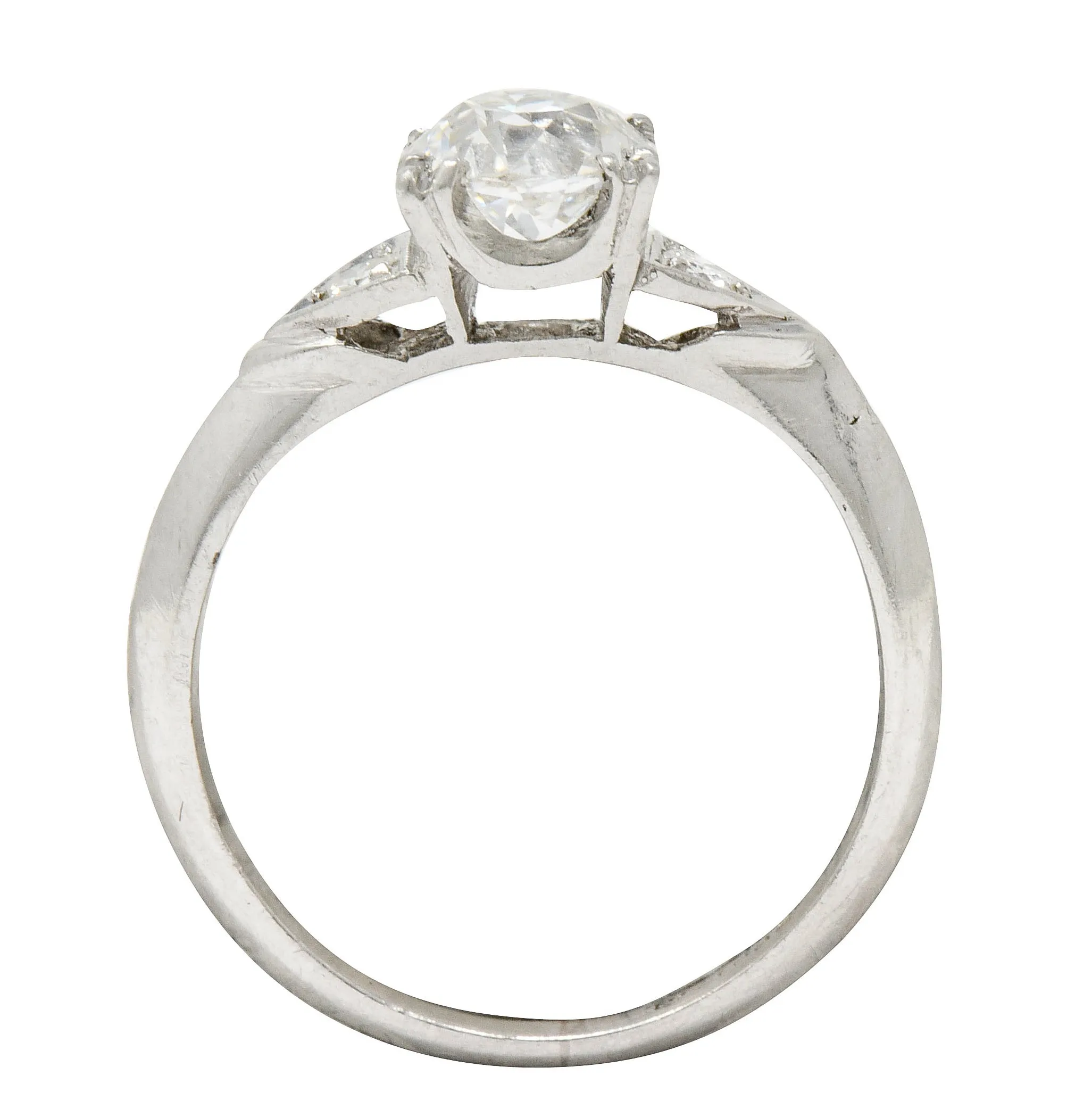 1950's J.H. Flyer 0.86 CTW Diamond Platinum Knife Edge Engagement Ring