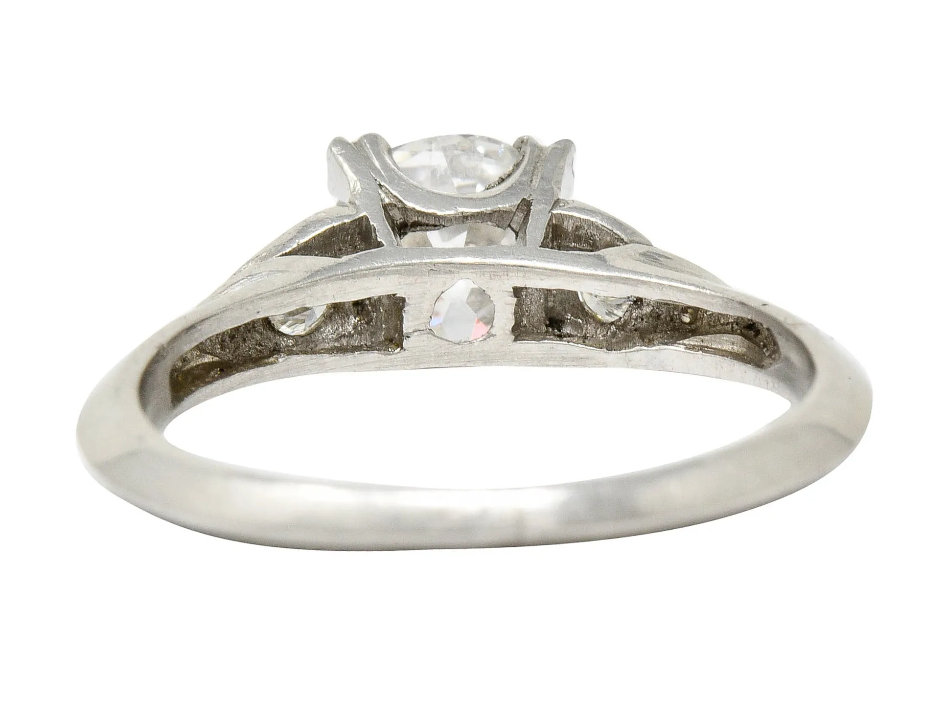 1950's J.H. Flyer 0.86 CTW Diamond Platinum Knife Edge Engagement Ring