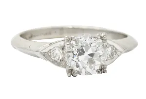 1950's J.H. Flyer 0.86 CTW Diamond Platinum Knife Edge Engagement Ring