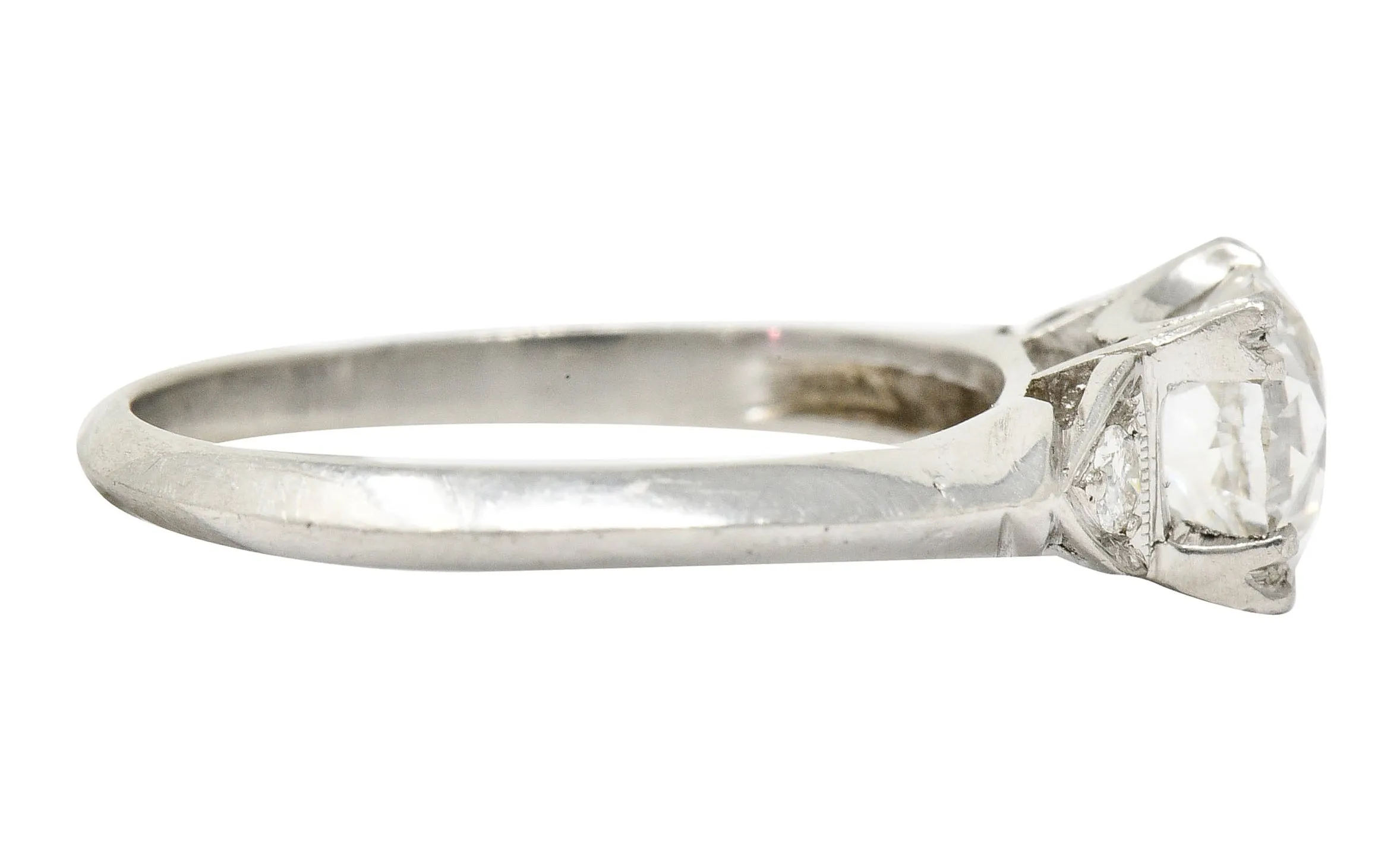 1950's J.H. Flyer 0.86 CTW Diamond Platinum Knife Edge Engagement Ring