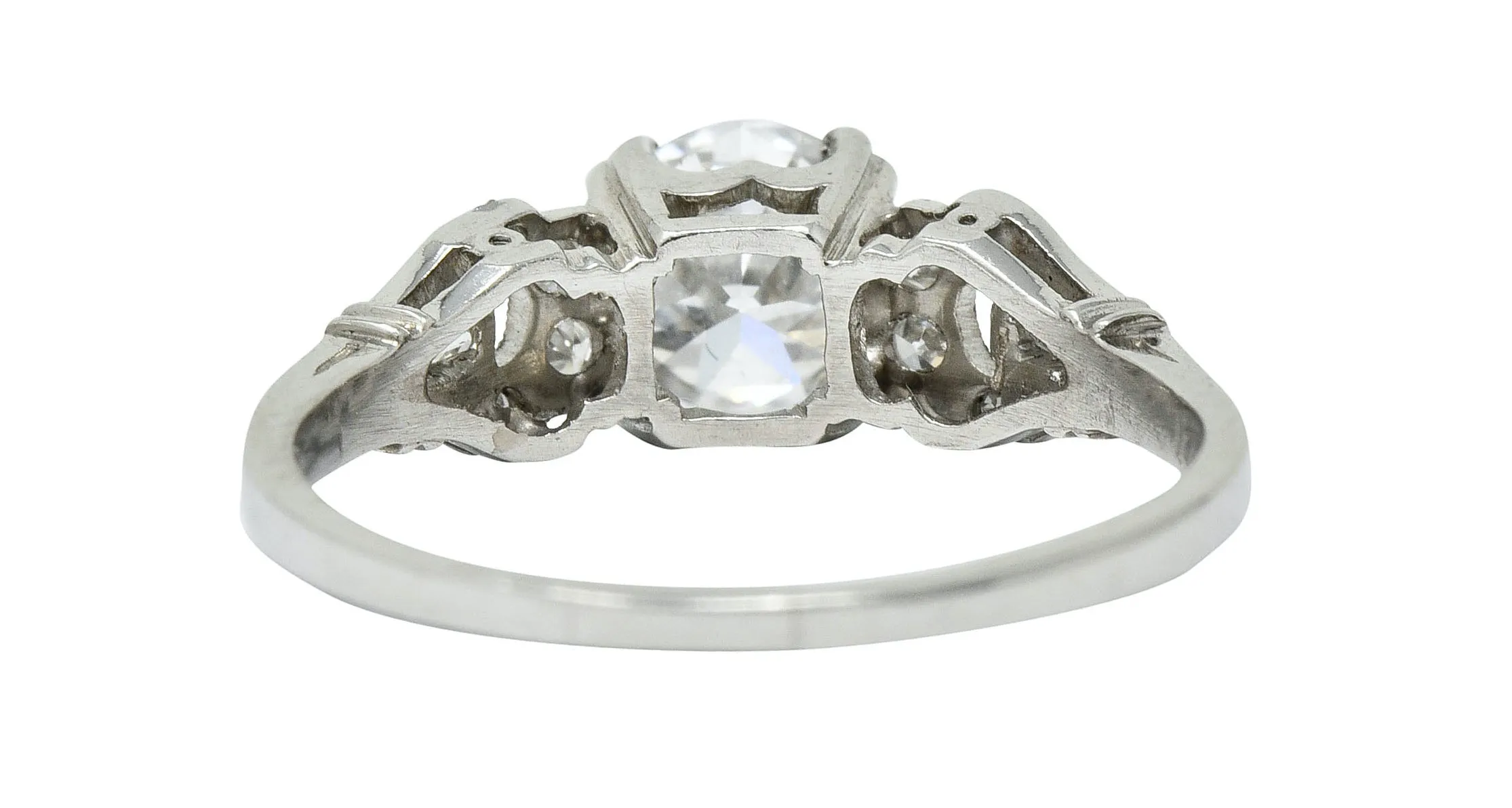 1950's Mid-Century 0.89 CTW Diamond Platinum Buckle Engagement Ring