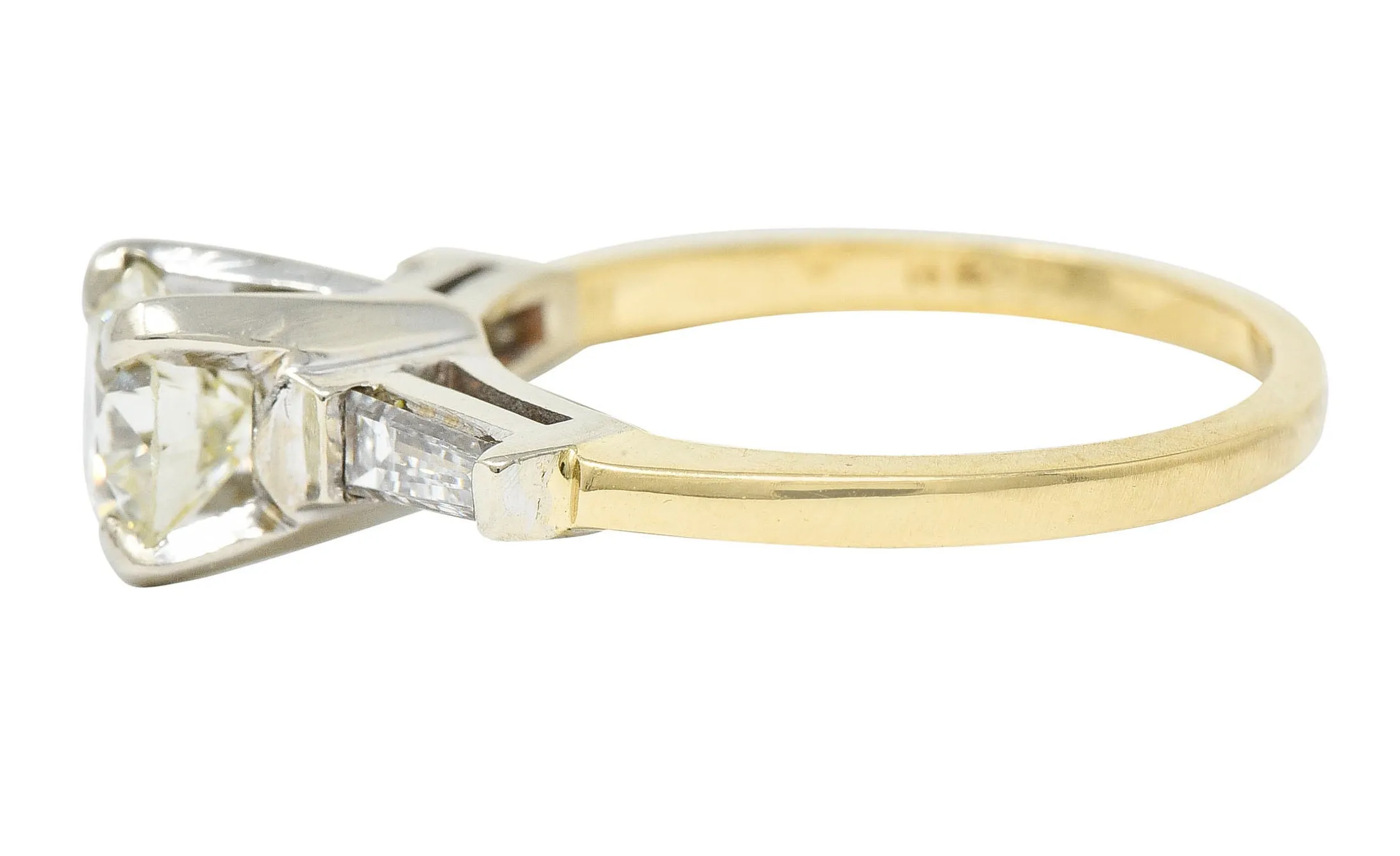 1950's Mid-Century 1.11 CTW Diamond 14 Karat Two-Tone Engagement Ring GIA