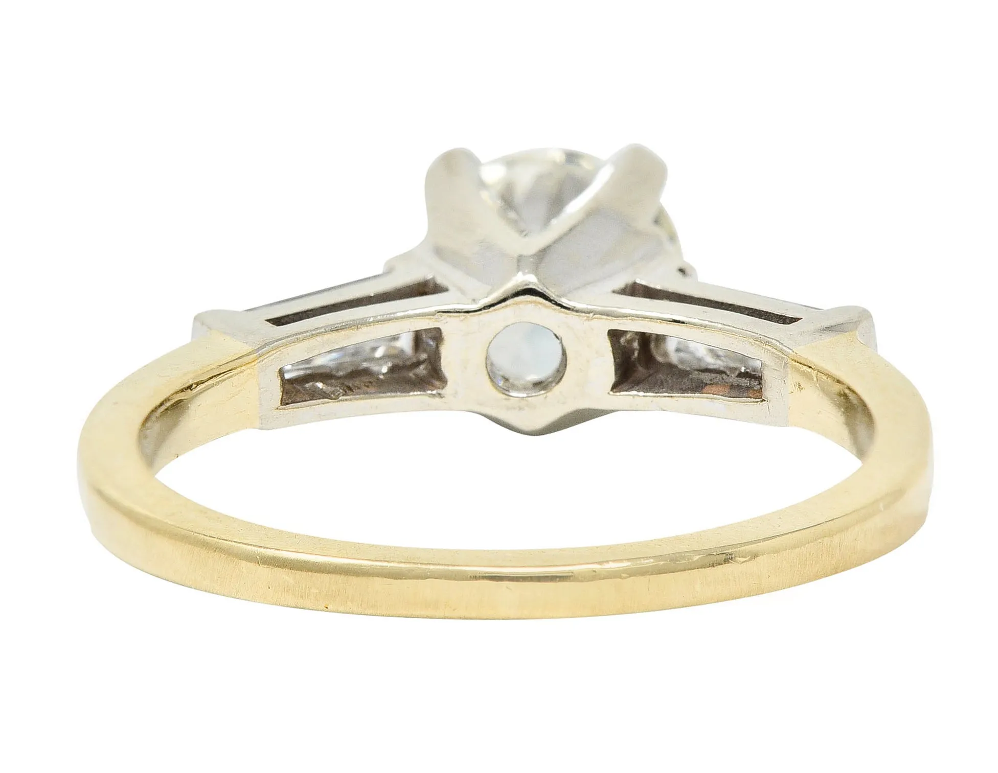 1950's Mid-Century 1.11 CTW Diamond 14 Karat Two-Tone Engagement Ring GIA